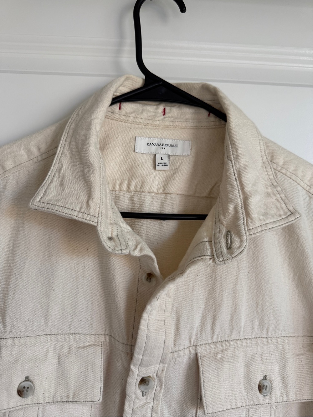 Banana Republic Shirt Cream Short Sleeve Button Down Cotton - Picture 3 of 6